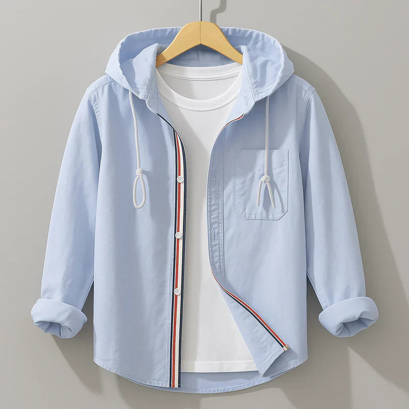 Herren Hemd mit Kapuze | Lässiges Übergangshemd hellblau