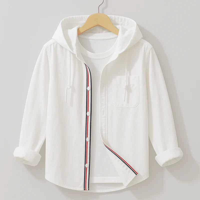 Herren Hemd mit Kapuze | Lässiges Übergangshemd hellblau