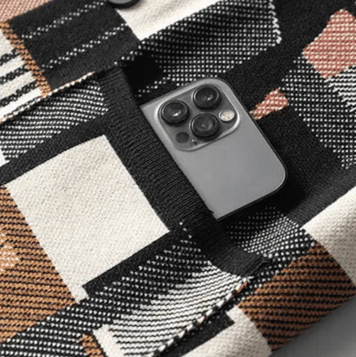 Herren Wollcardigan mit Muster | Offene Strickjacke im abstrakten Design