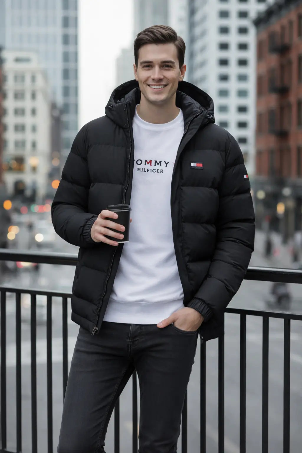 Wattierte Winterjacke mit Kapuze + kostenloses Sweatshirt