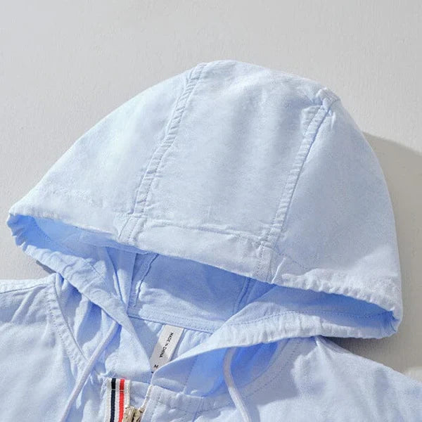 Herren Hemd mit Kapuze | Lässiges Übergangshemd hellblau