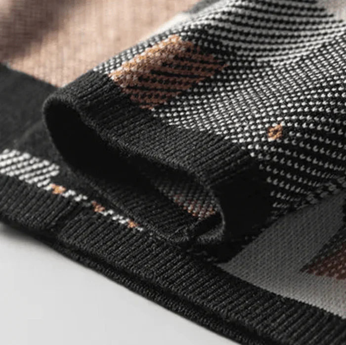 Herren Wollcardigan mit Muster | Offene Strickjacke im abstrakten Design